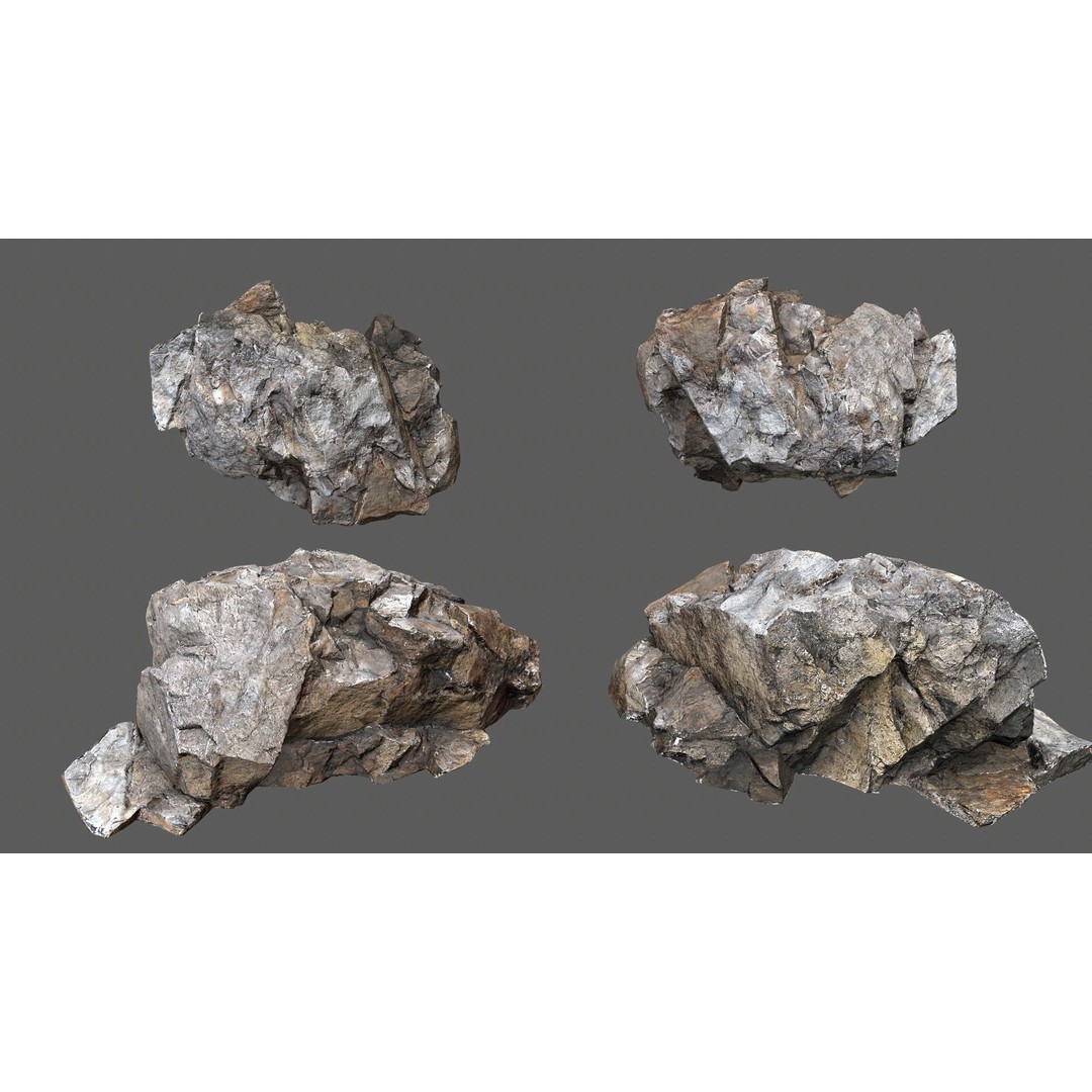 Desert Rocks 3D Model – Low Poly Game Asset, FBX, OBJ, PBR - View 16
