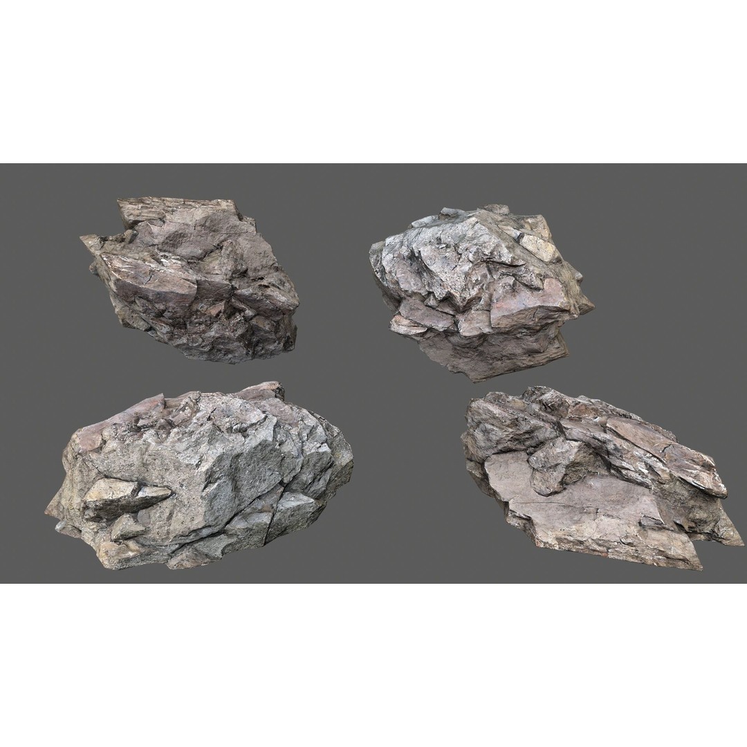 Desert Rocks 3D Model – Low Poly Game Asset, FBX, OBJ, PBR - View 17