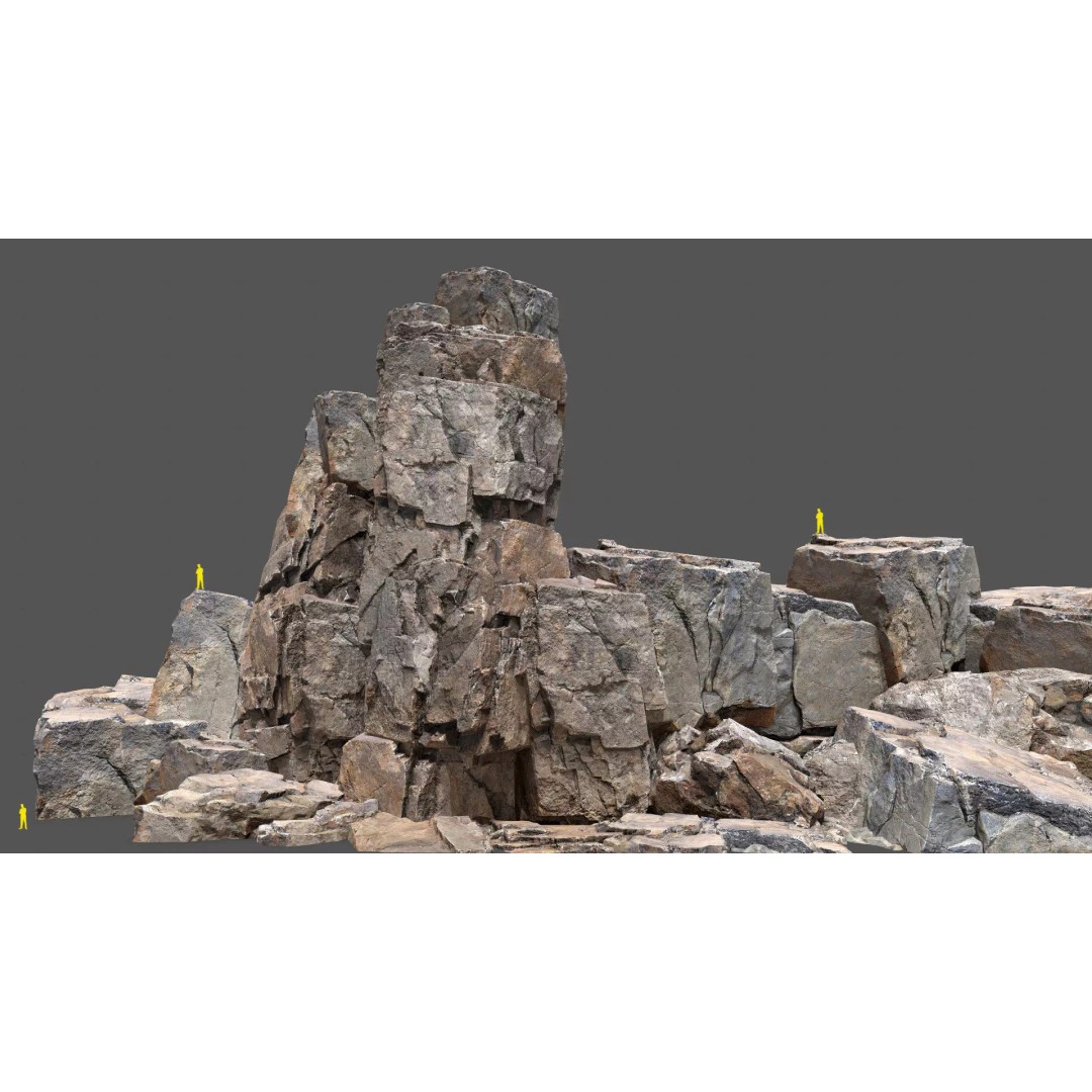 Desert Rocks 3D Model – Low Poly Game Asset, FBX, OBJ, PBR - View 2