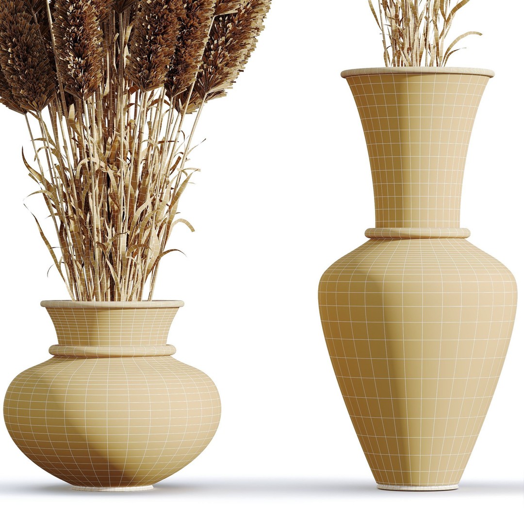 Pampas Grass 3D Model – Decorative Dried Branches, PBR Textures