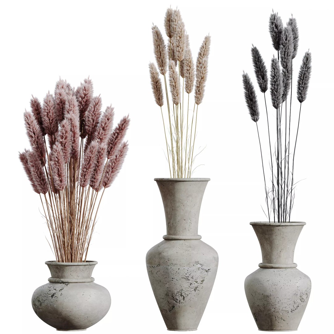 Pampas Grass 3D Model – Decorative Dried Branches, PBR Textures - View 2