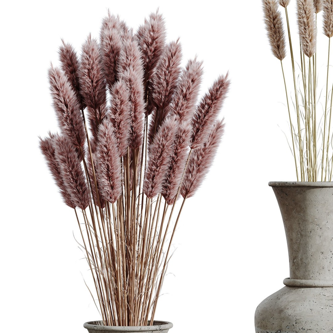 Pampas Grass 3D Model – Decorative Dried Branches, PBR Textures - View 3