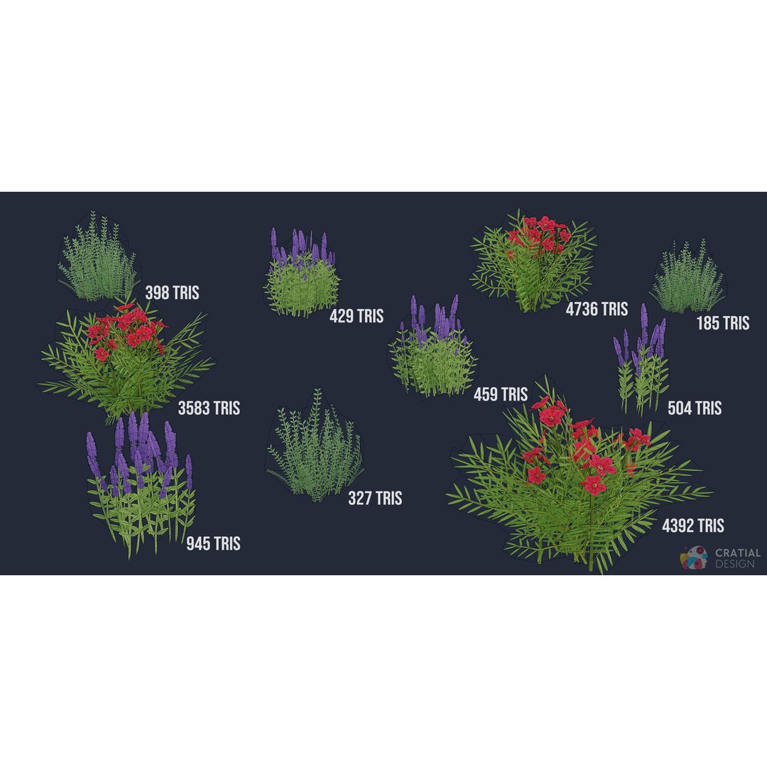 Stylized Roman Foliage 3D Model – Low Poly Game Asset, PBR Textures - View 10