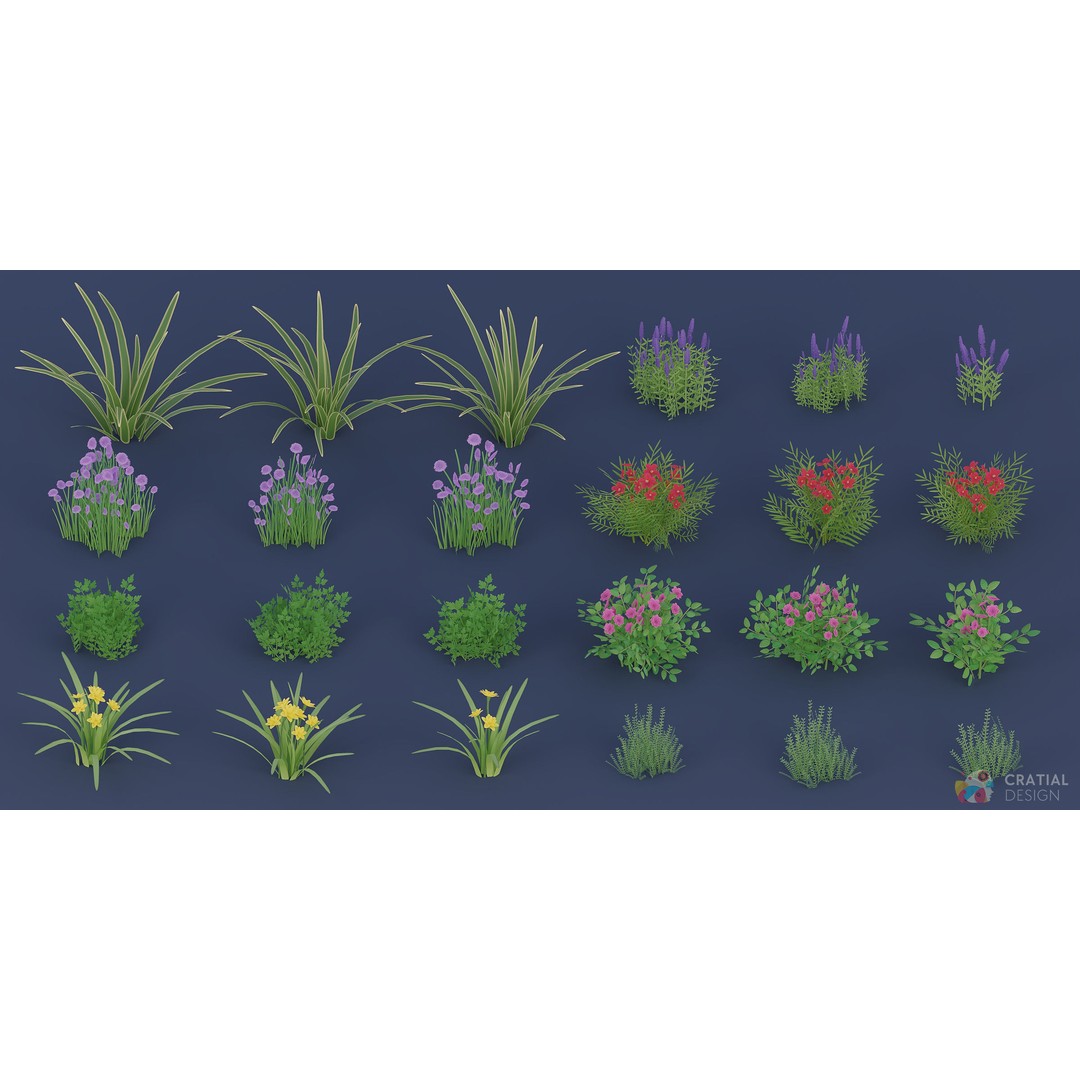 Stylized Roman Foliage 3D Model – Low Poly Game Asset, PBR Textures - View 12