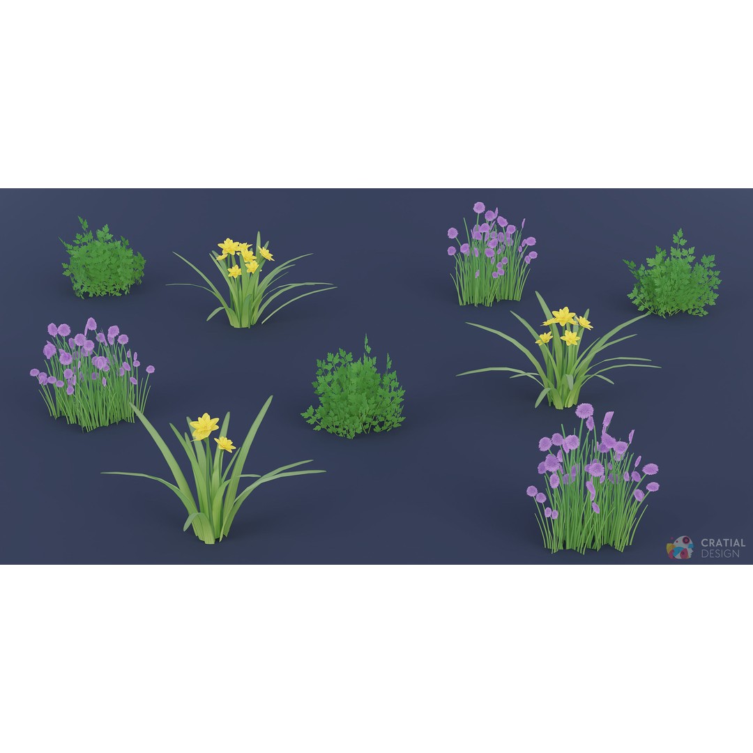 Stylized Roman Foliage 3D Model – Low Poly Game Asset, PBR Textures - View 3