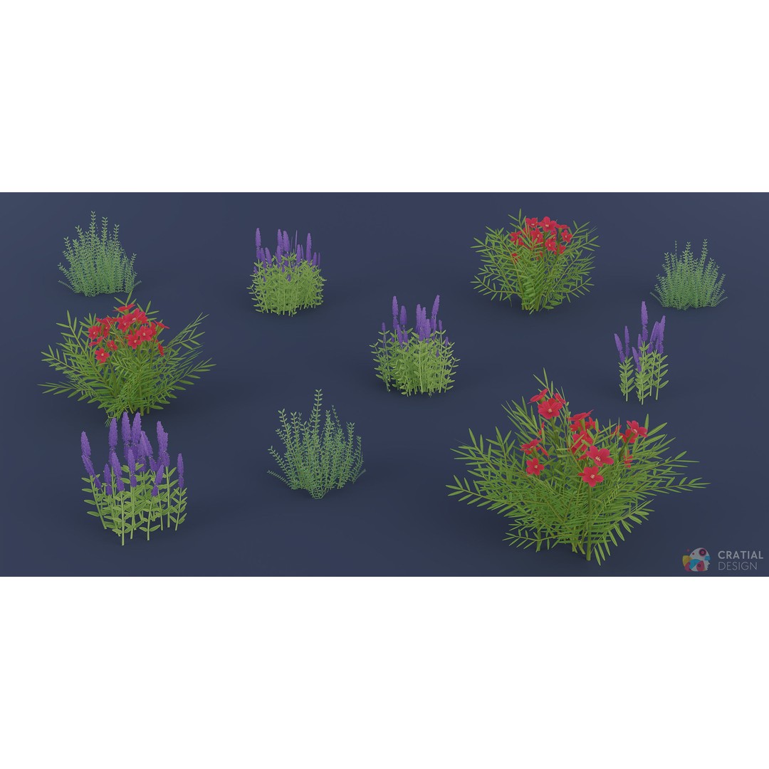 Stylized Roman Foliage 3D Model – Low Poly Game Asset, PBR Textures - View 5