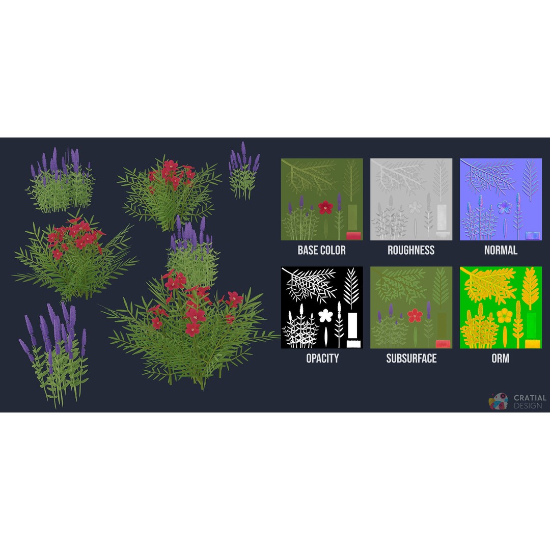 Stylized Roman Foliage 3D Model – Low Poly Game Asset, PBR Textures - View 6