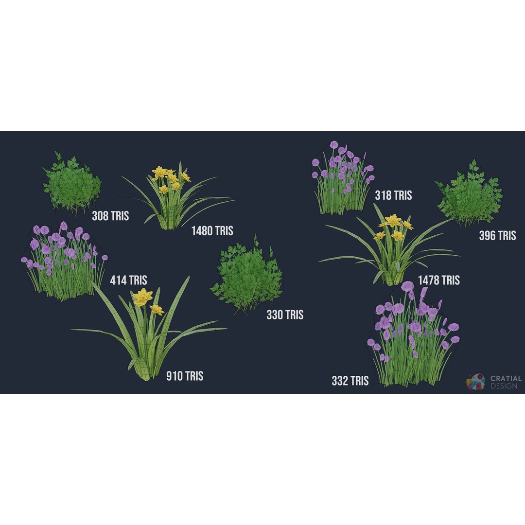 Stylized Roman Foliage 3D Model – Low Poly Game Asset, PBR Textures - View 9
