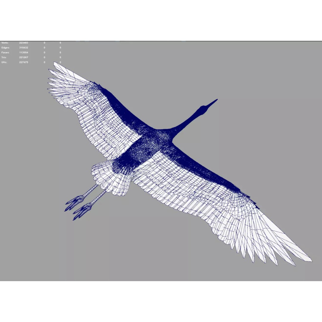 Crane 3D Model – Rigged High Poly Wildlife Asset, FBX/OBJ