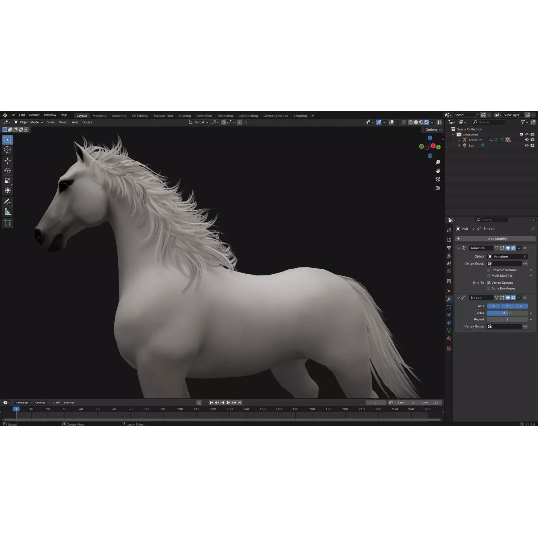 Horse 3D Model – Rigged Animated Creature for Unity, FBX, Blender