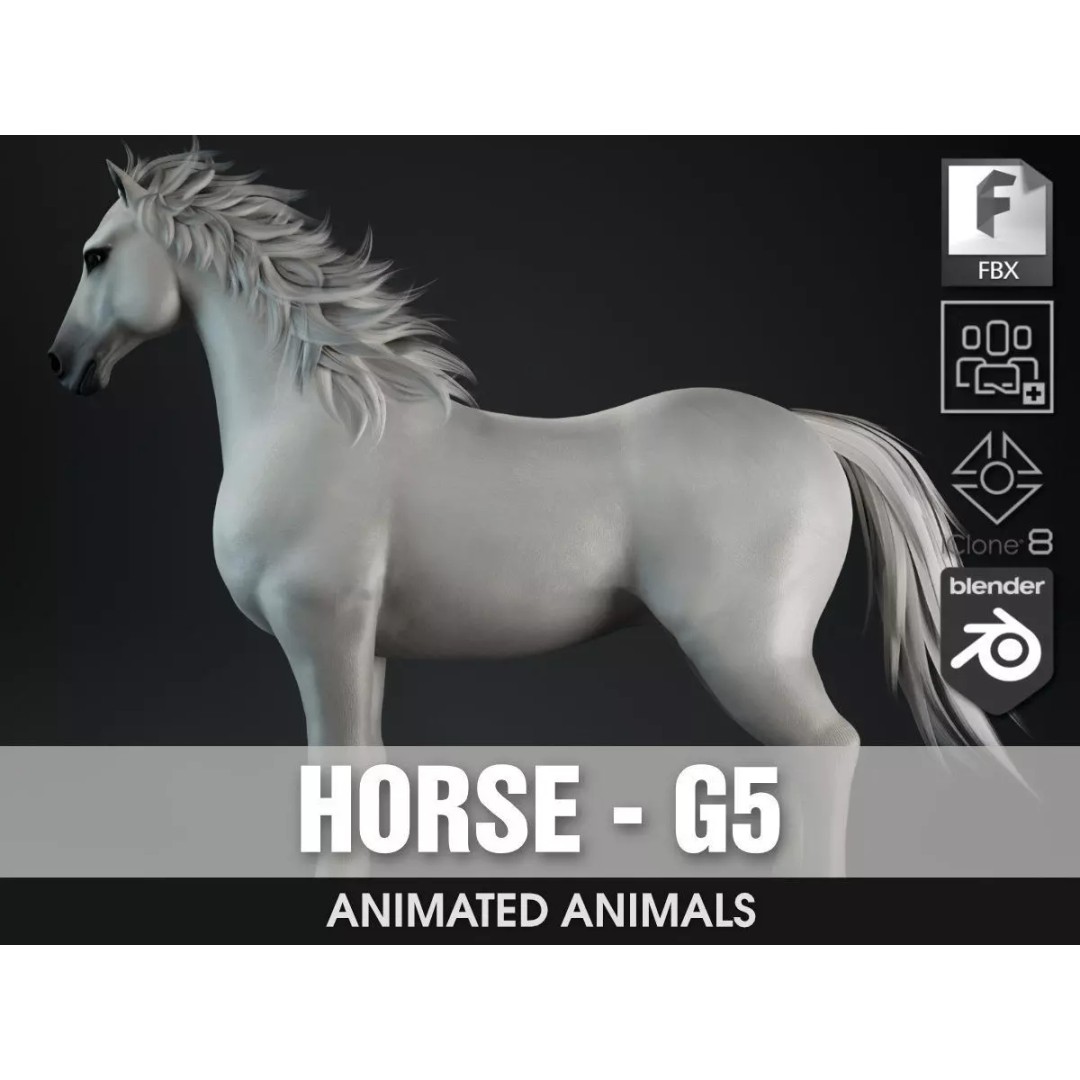 Horse 3D Model – Rigged Animated Creature for Unity, FBX, Blender - View 2