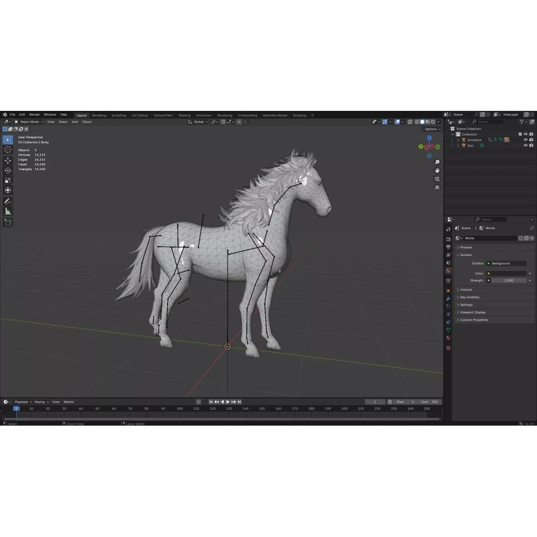Horse 3D Model – Rigged Animated Creature for Unity, FBX, Blender - View 20