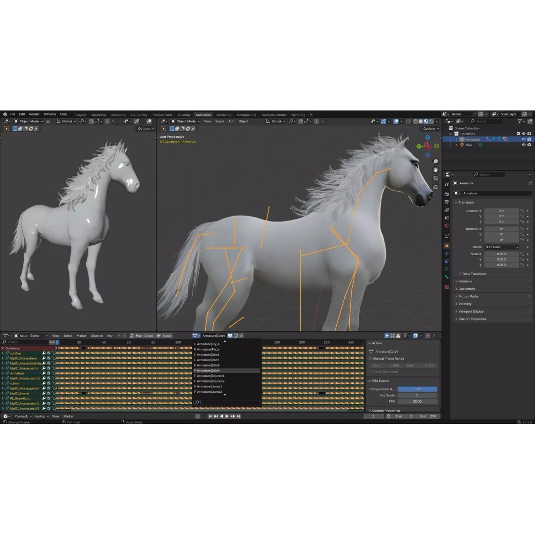 Horse 3D Model – Rigged Animated Creature for Unity, FBX, Blender - View 22
