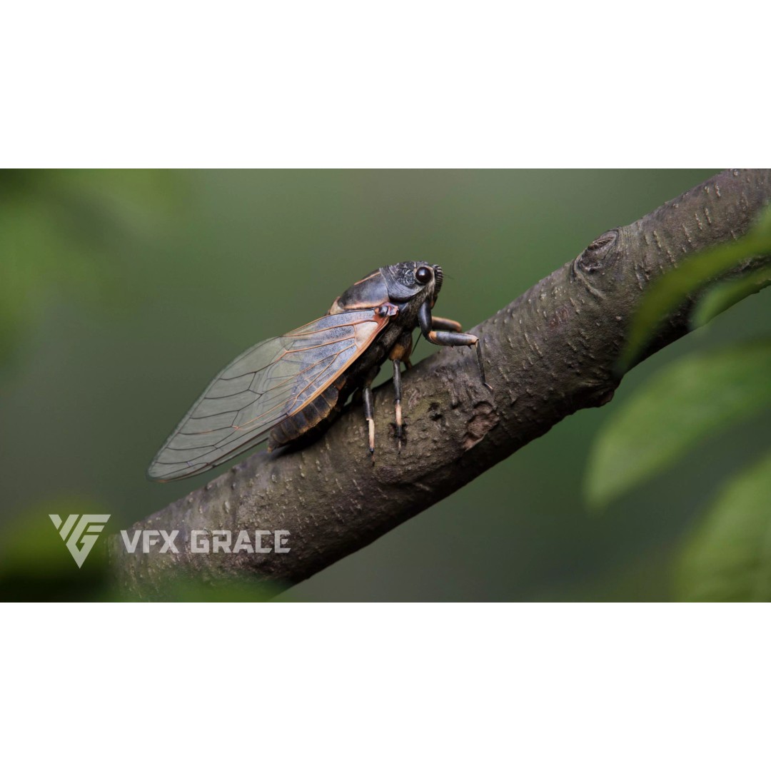 Cicada 3D Model – Rigged XGen Insect for Animation, Maya - View 2