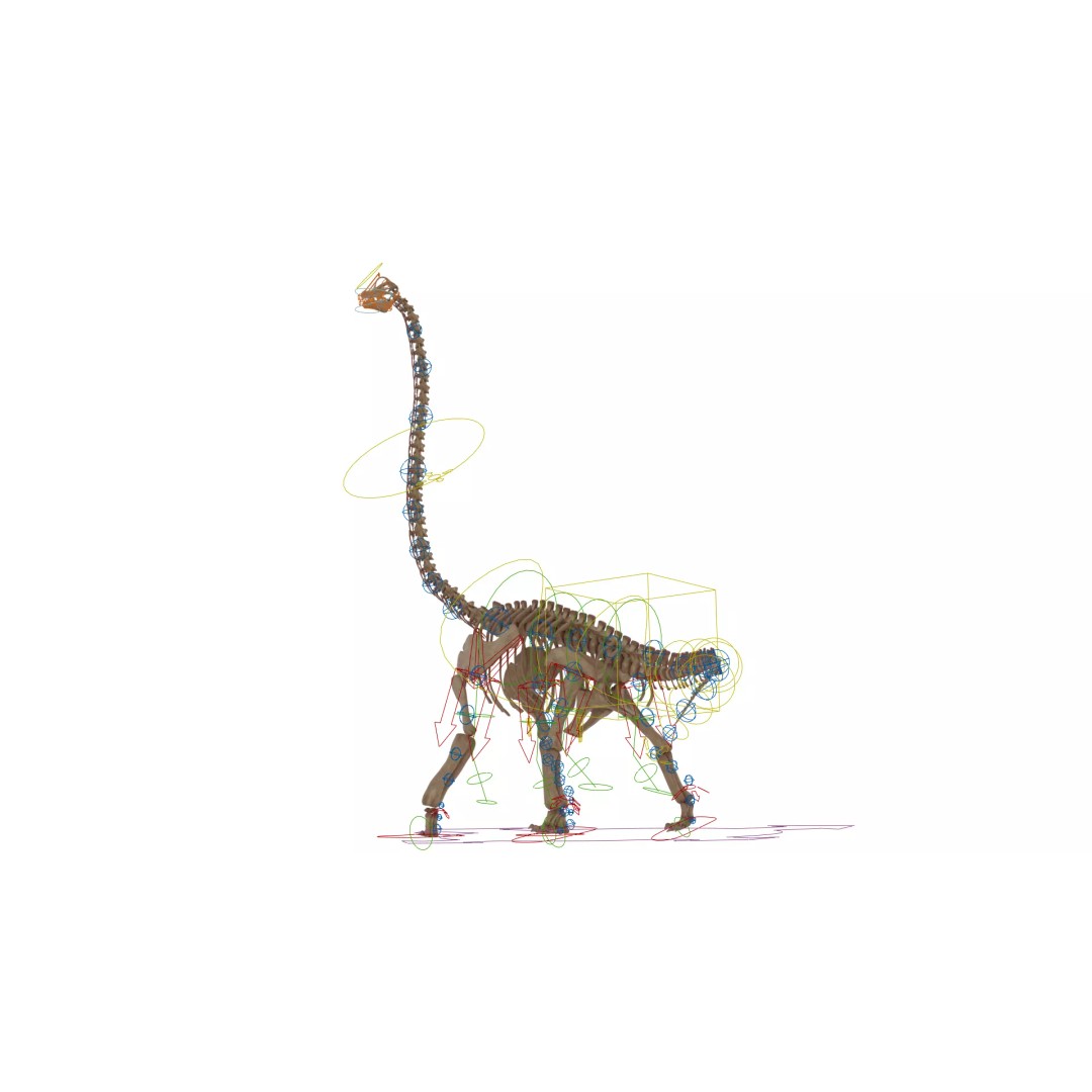 Brachiosaurus Skeleton 3D Model – Detailed Fossil Print Asset - View 16
