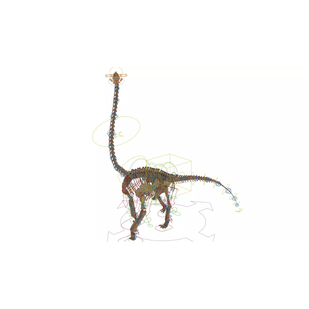Brachiosaurus Skeleton 3D Model – Detailed Fossil Print Asset - View 7