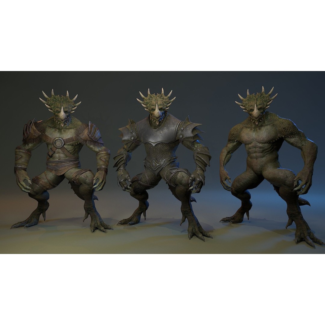 Dinosaur Knight 3D Model – Low Poly Rigged Character with PBR Textures