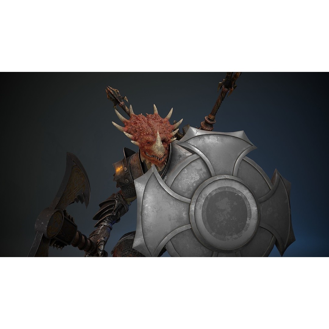 Dinosaur Knight 3D Model – Low Poly Rigged Character with PBR Textures - View 10