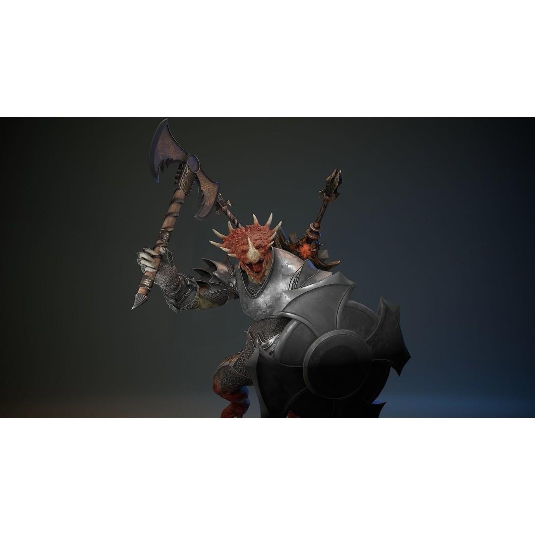 Dinosaur Knight 3D Model – Low Poly Rigged Character with PBR Textures - View 11