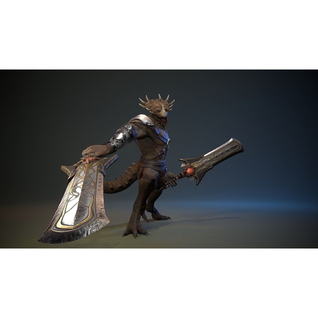 Dinosaur Knight 3D Model – Low Poly Rigged Character with PBR Textures - View 12