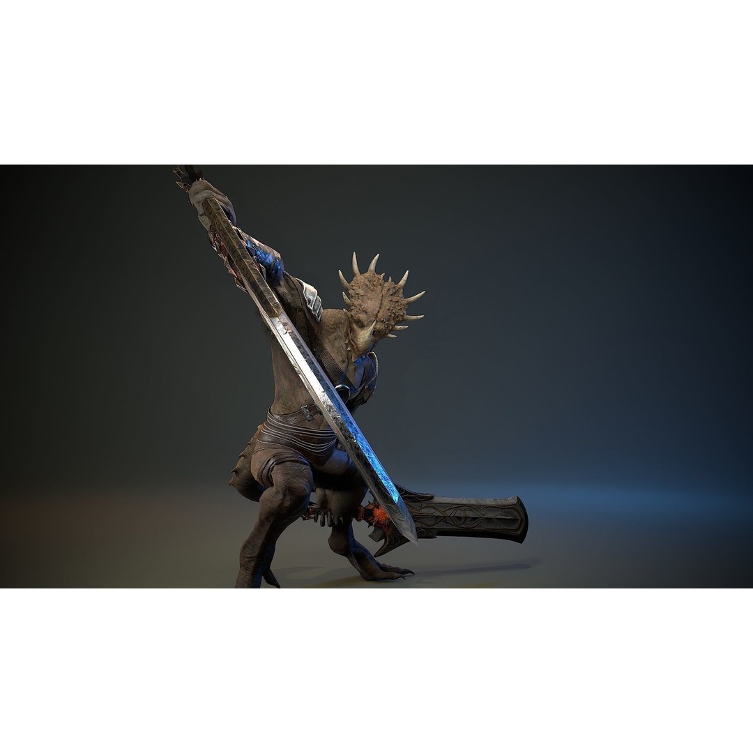 Dinosaur Knight 3D Model – Low Poly Rigged Character with PBR Textures - View 13