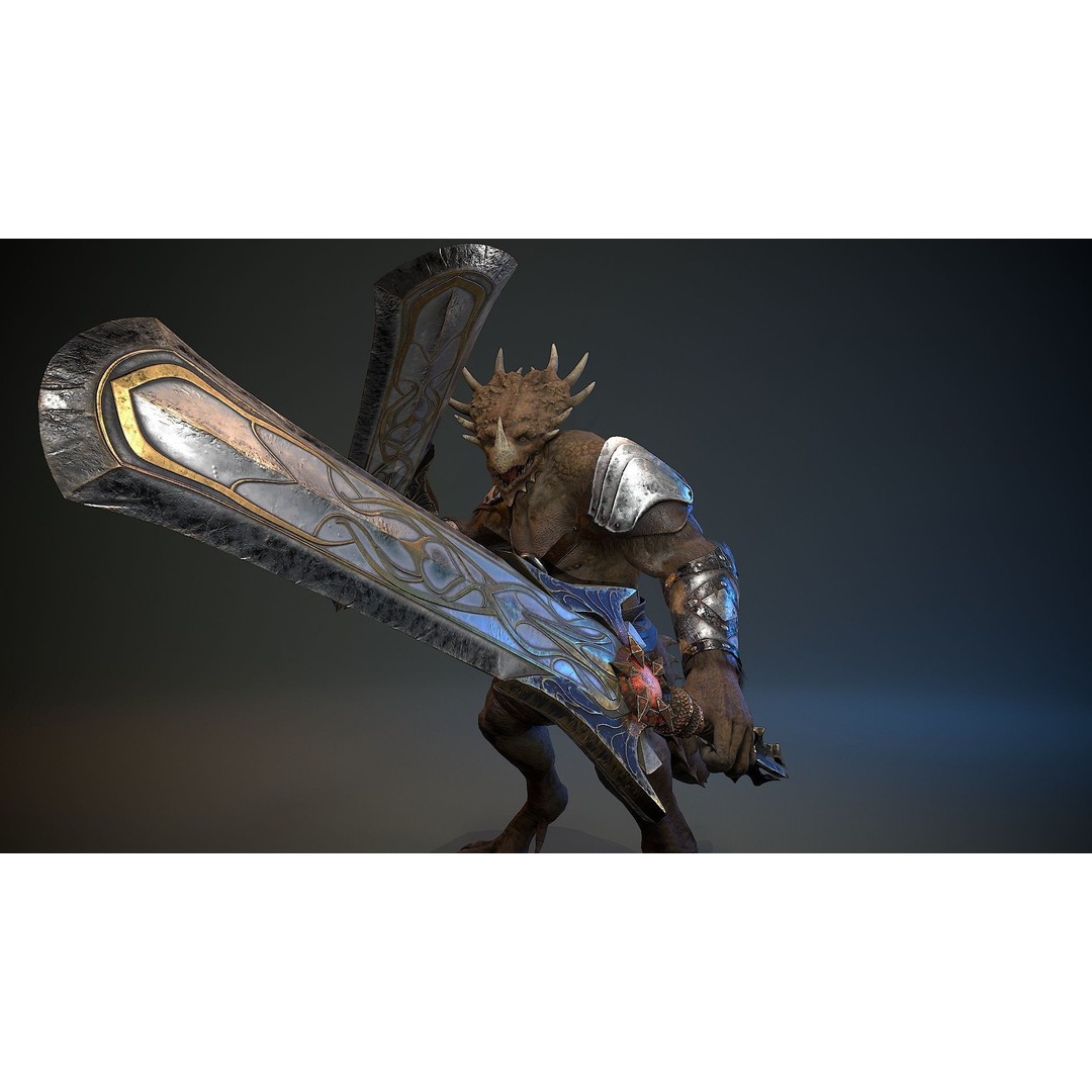Dinosaur Knight 3D Model – Low Poly Rigged Character with PBR Textures - View 15