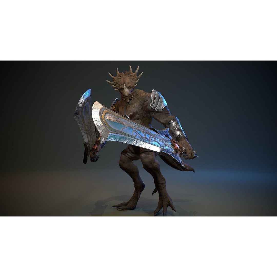 Dinosaur Knight 3D Model – Low Poly Rigged Character with PBR Textures - View 16