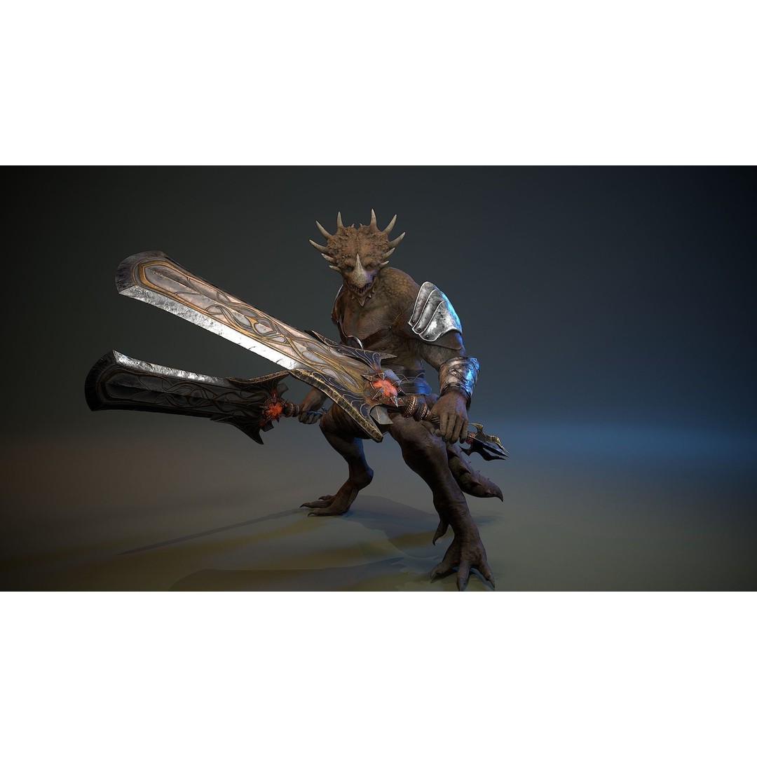 Dinosaur Knight 3D Model – Low Poly Rigged Character with PBR Textures - View 17