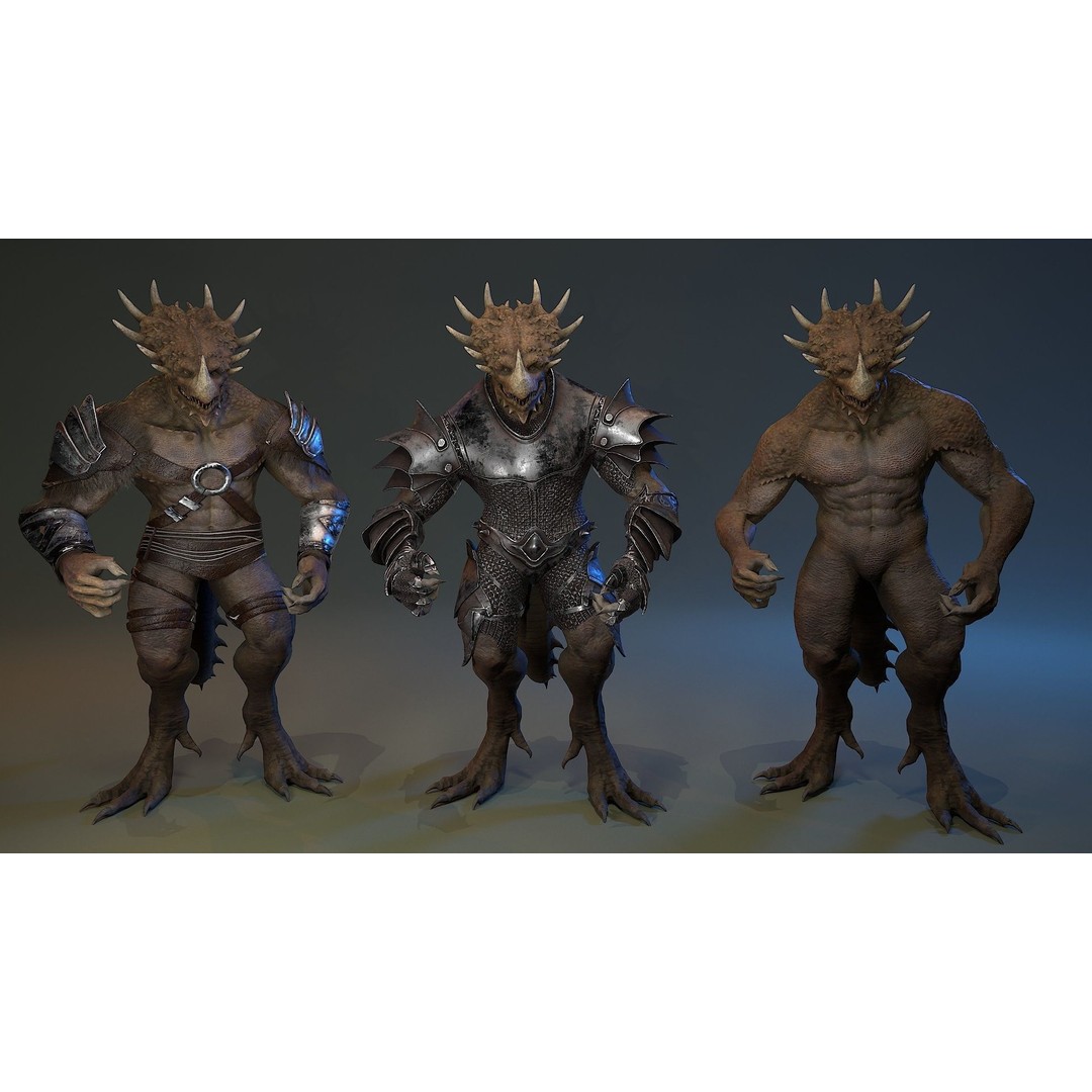 Dinosaur Knight 3D Model – Low Poly Rigged Character with PBR Textures - View 19