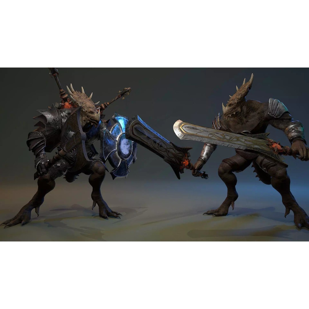 Dinosaur Knight 3D Model – Low Poly Rigged Character with PBR Textures - View 2