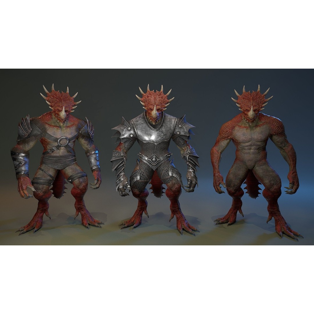Dinosaur Knight 3D Model – Low Poly Rigged Character with PBR Textures - View 20