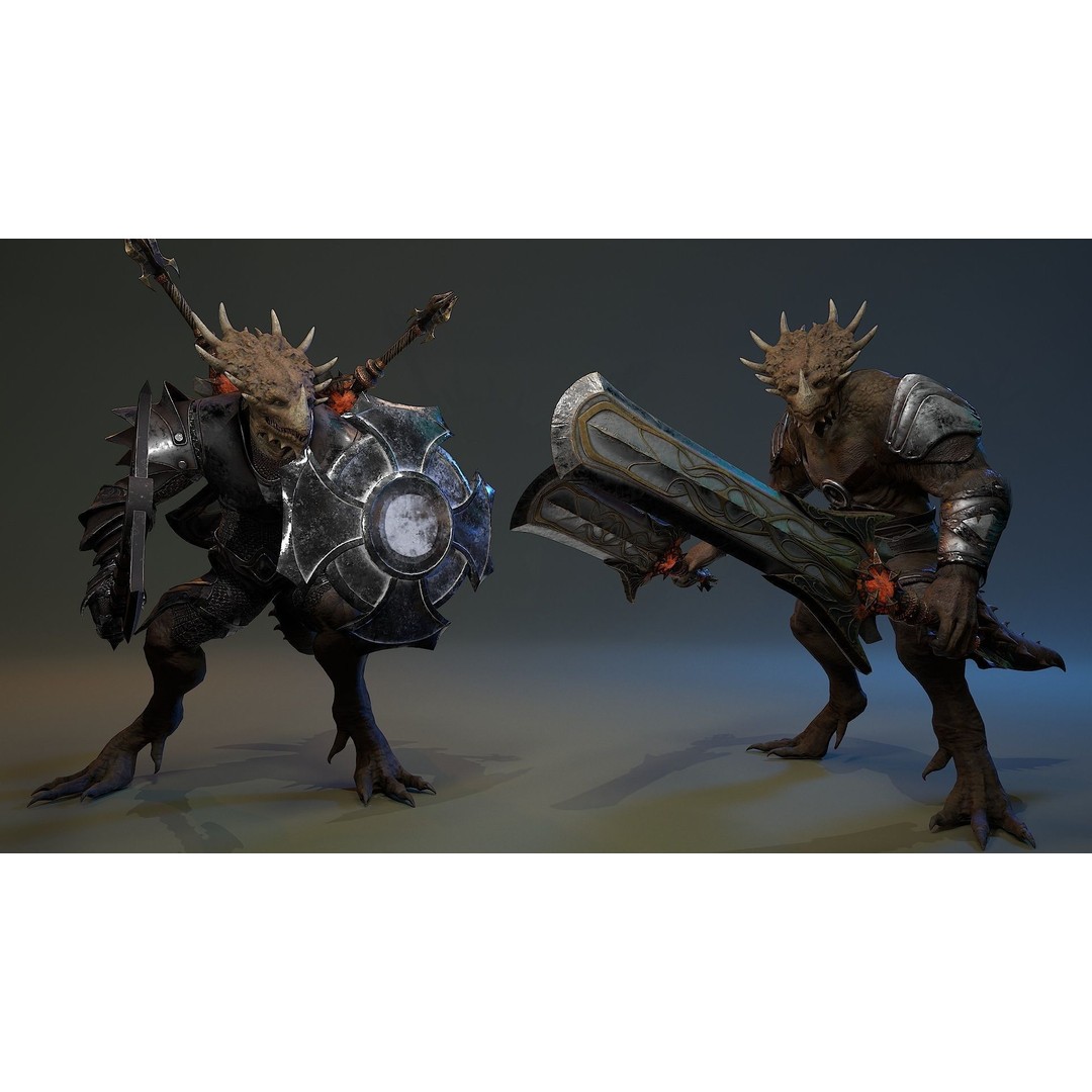 Dinosaur Knight 3D Model – Low Poly Rigged Character with PBR Textures - View 3