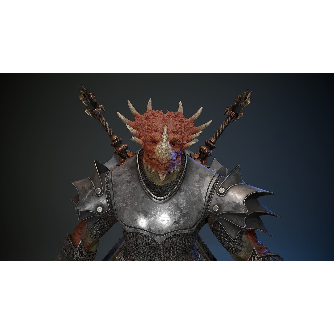 Dinosaur Knight 3D Model – Low Poly Rigged Character with PBR Textures - View 4