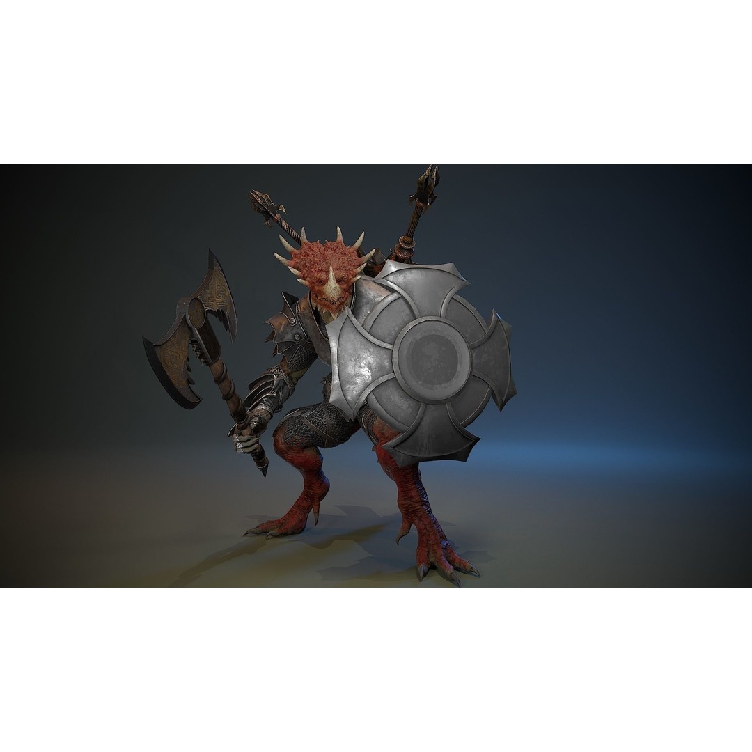 Dinosaur Knight 3D Model – Low Poly Rigged Character with PBR Textures - View 5