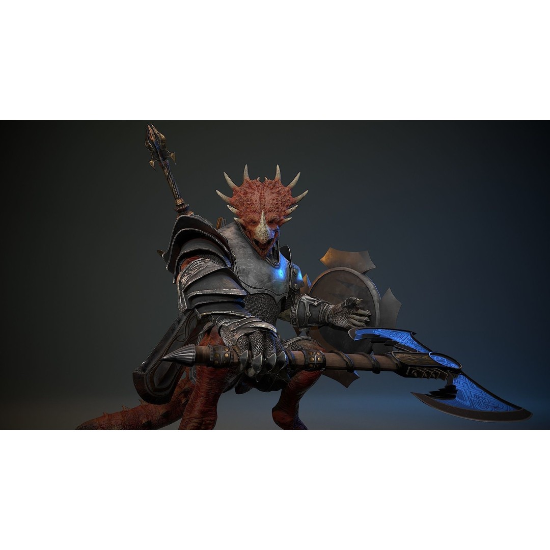 Dinosaur Knight 3D Model – Low Poly Rigged Character with PBR Textures - View 9