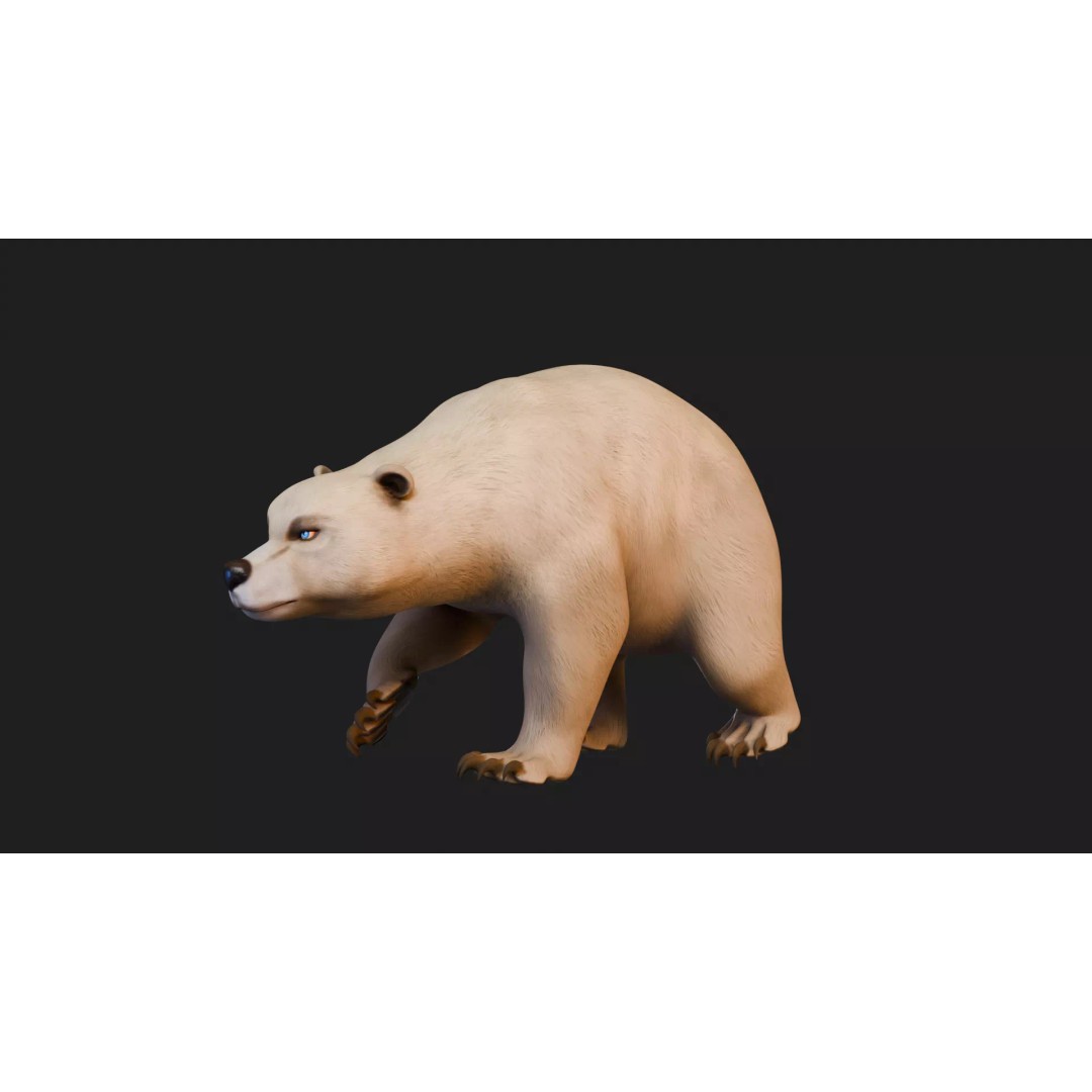 Stylized Quadruped Bear 3D Model – Rigged Low Poly Animal, FBX
