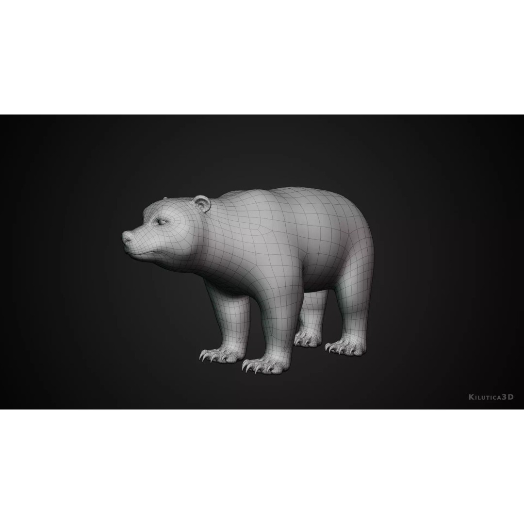 Stylized Quadruped Bear 3D Model – Rigged Low Poly Animal, FBX - View 10