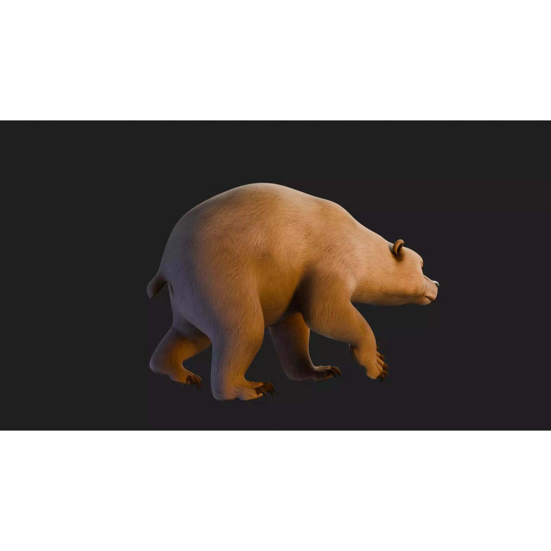 Stylized Quadruped Bear 3D Model – Rigged Low Poly Animal, FBX - View 21