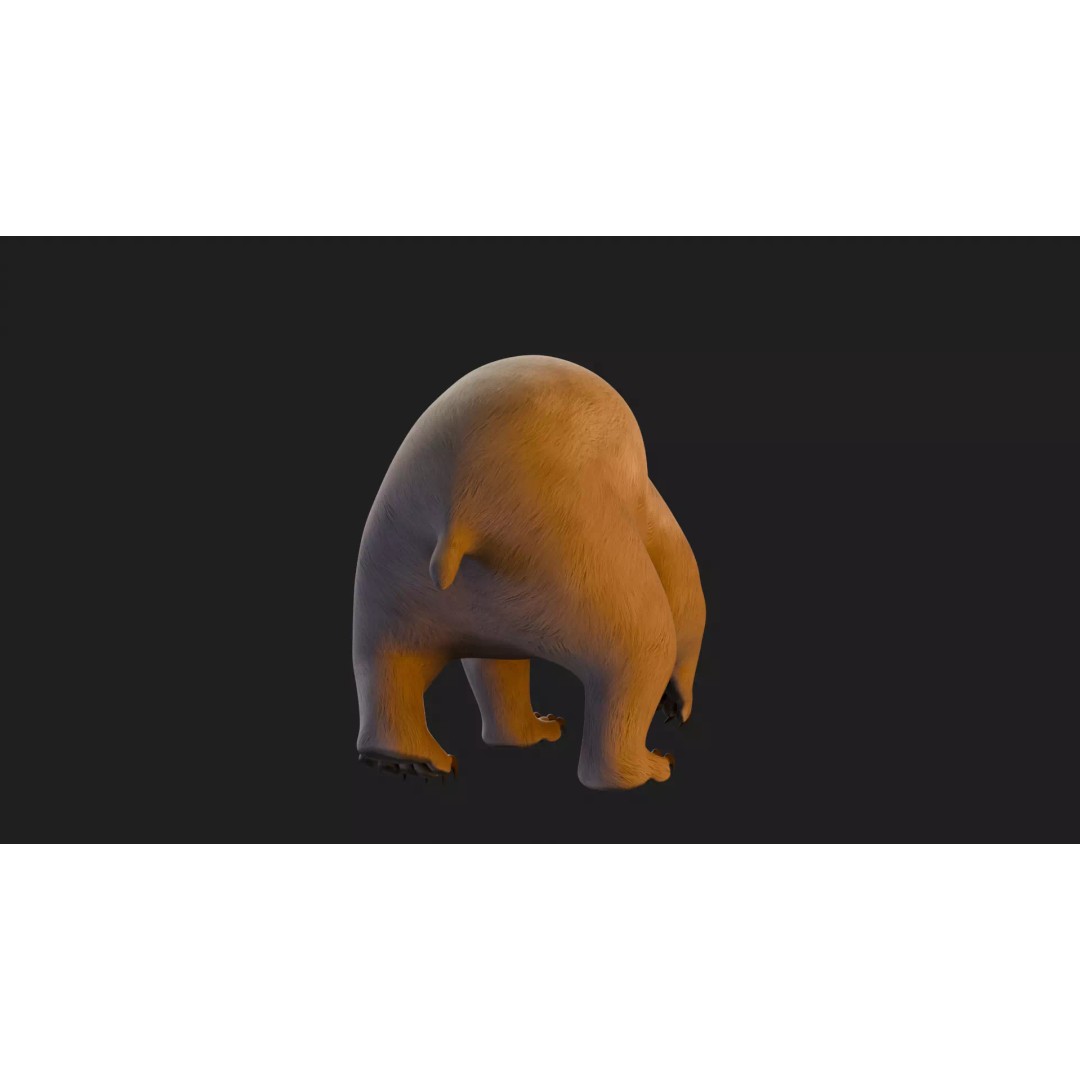 Stylized Quadruped Bear 3D Model – Rigged Low Poly Animal, FBX - View 24