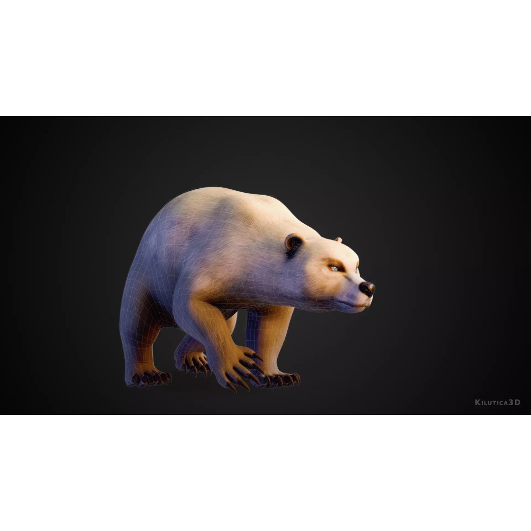 Stylized Quadruped Bear 3D Model – Rigged Low Poly Animal, FBX - View 4