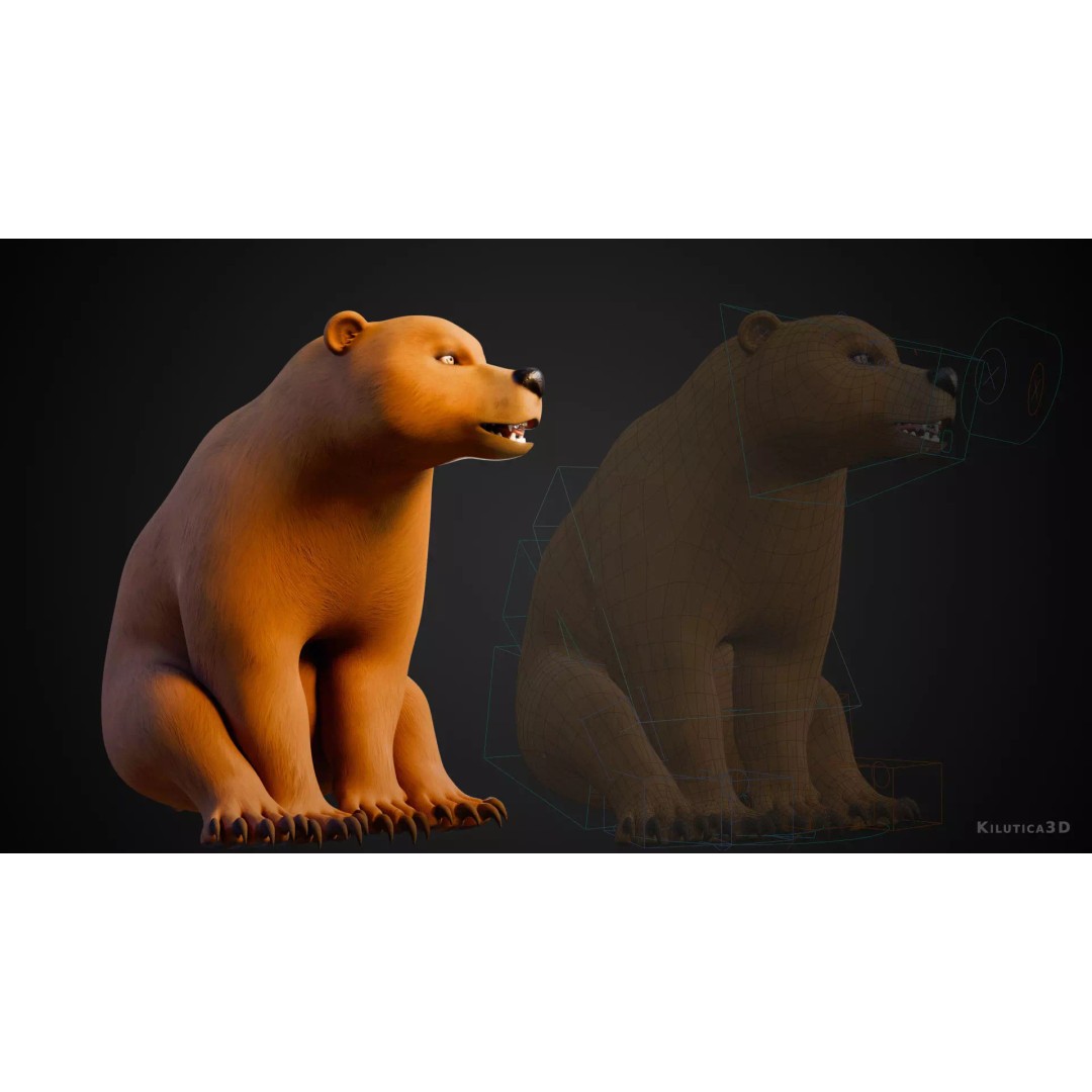 Stylized Quadruped Bear 3D Model – Rigged Low Poly Animal, FBX - View 5