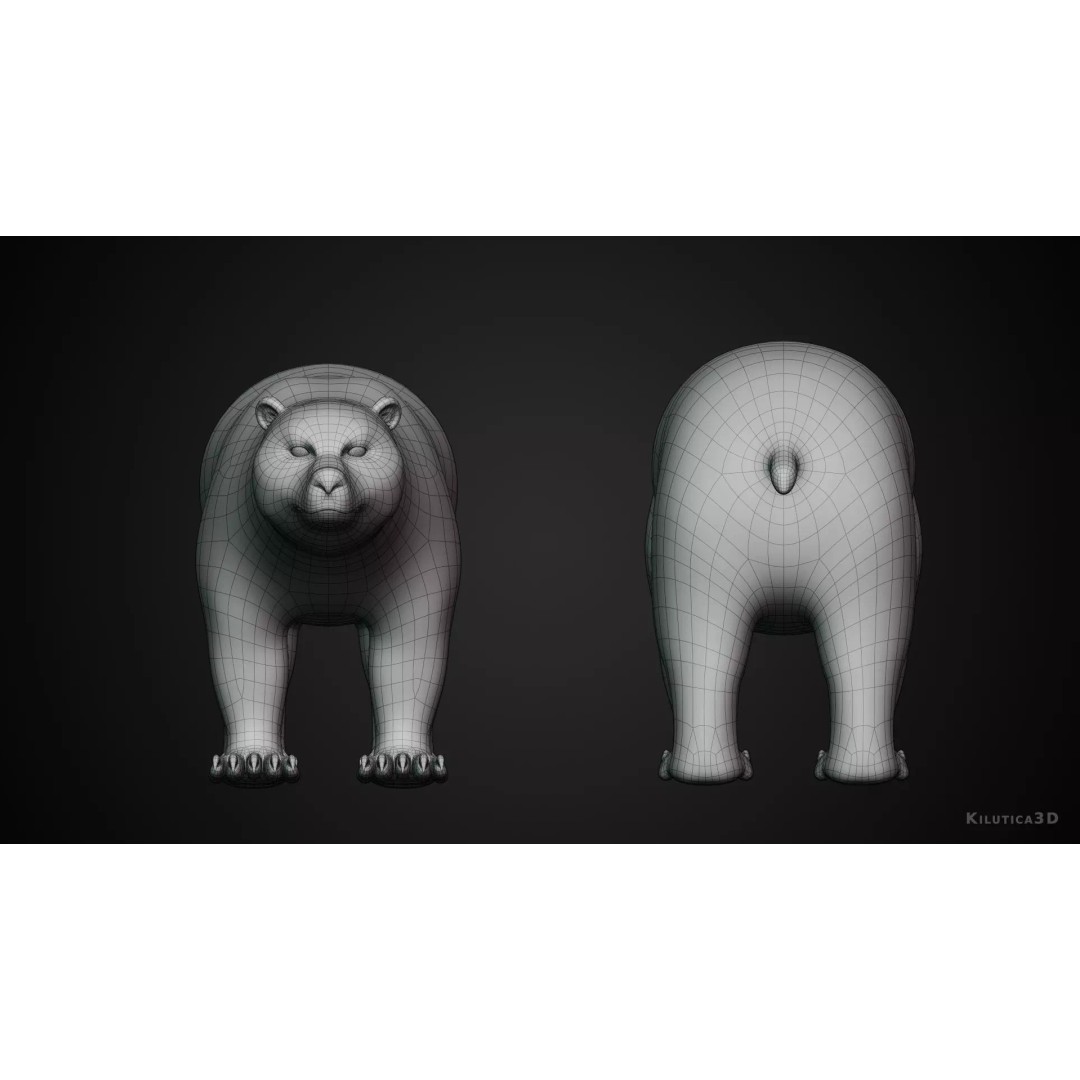Stylized Quadruped Bear 3D Model – Rigged Low Poly Animal, FBX - View 7