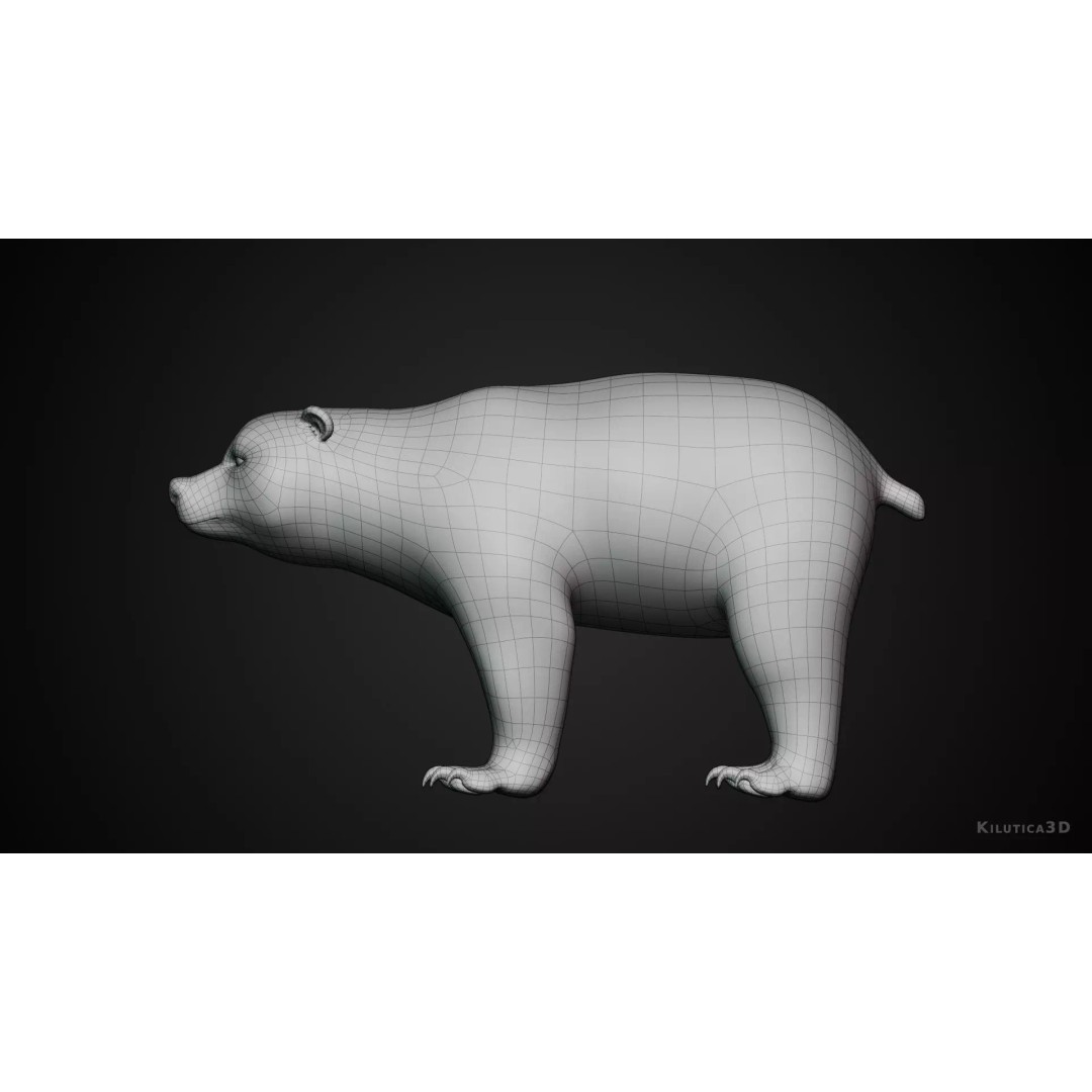 Stylized Quadruped Bear 3D Model – Rigged Low Poly Animal, FBX - View 8
