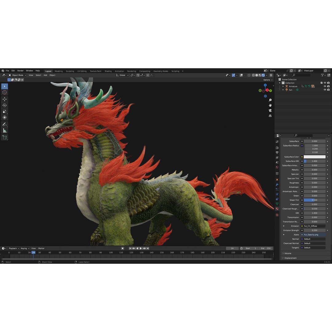 Qilin-C1 3D Model – Rigged Animated Character with PBR Textures, FBX