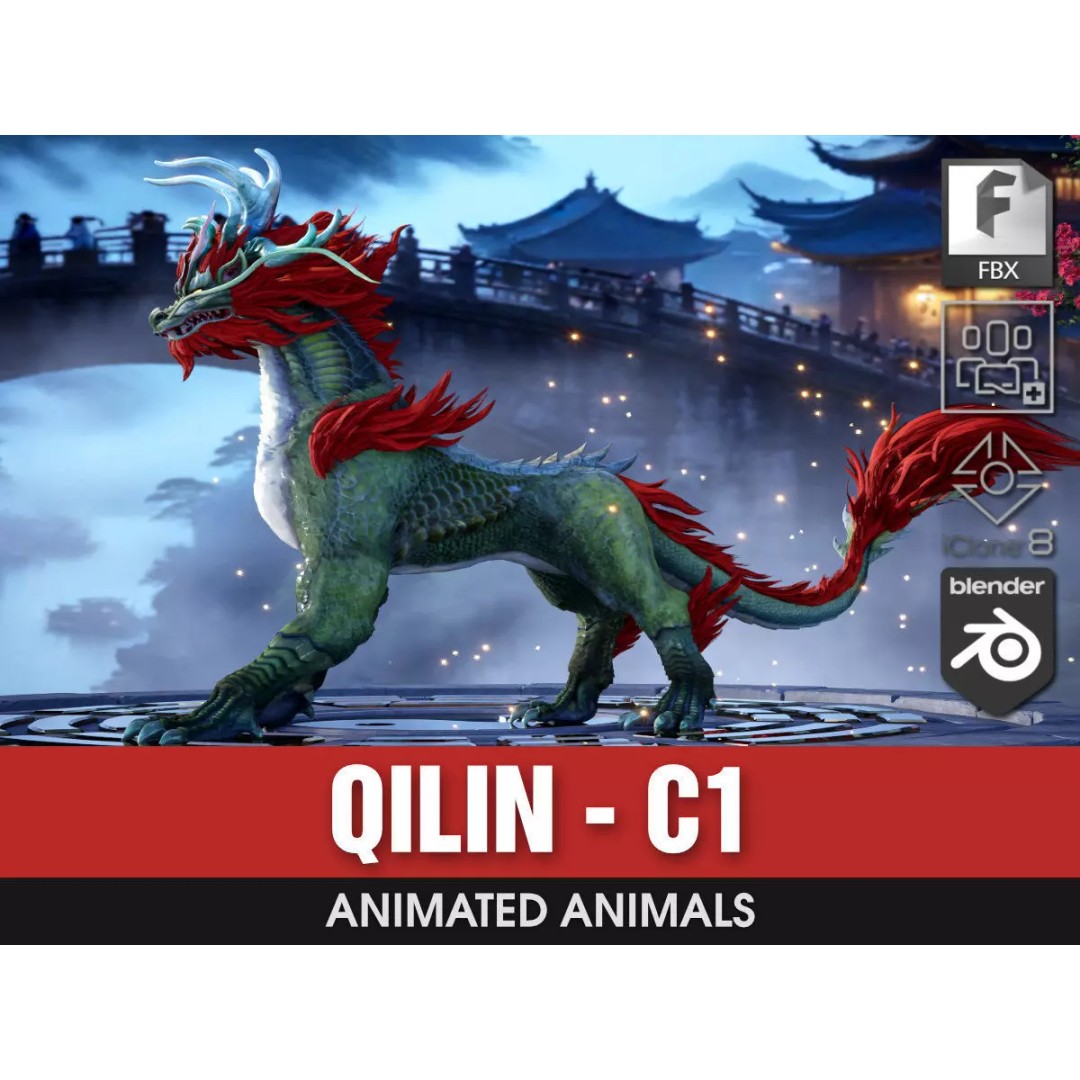 Qilin-C1 3D Model – Rigged Animated Character with PBR Textures, FBX - View 2