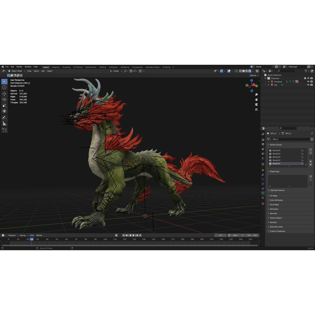 Qilin-C1 3D Model – Rigged Animated Character with PBR Textures, FBX - View 22