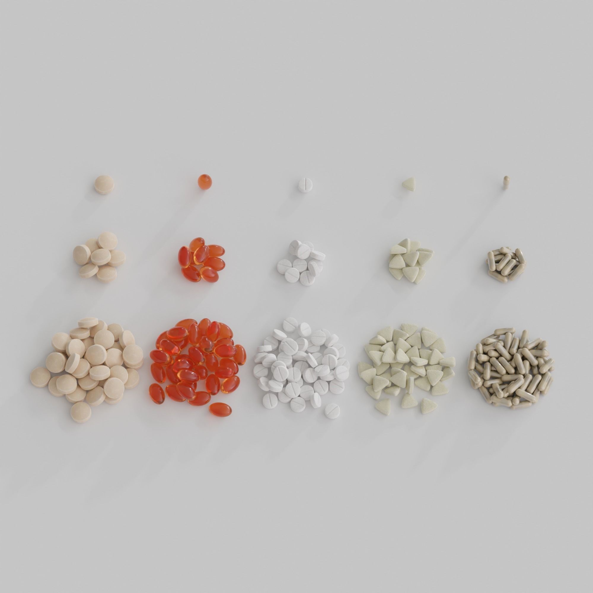 Pills and Tablets Collection - Low-Poly Game-Ready 3D Model - View 3