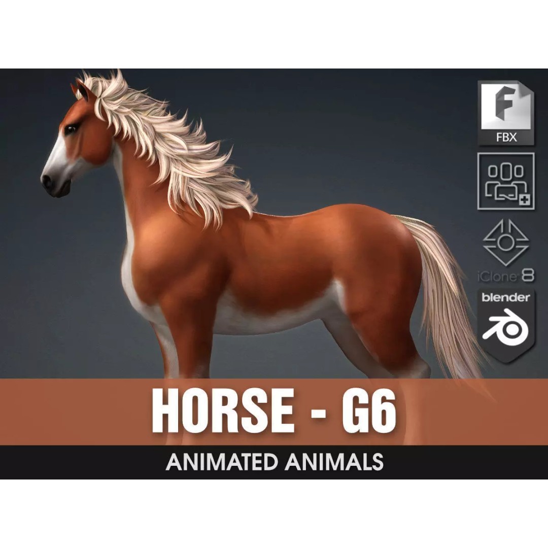 Horse-G6 3D Model – Rigged Animated Character with PBR Textures - View 2