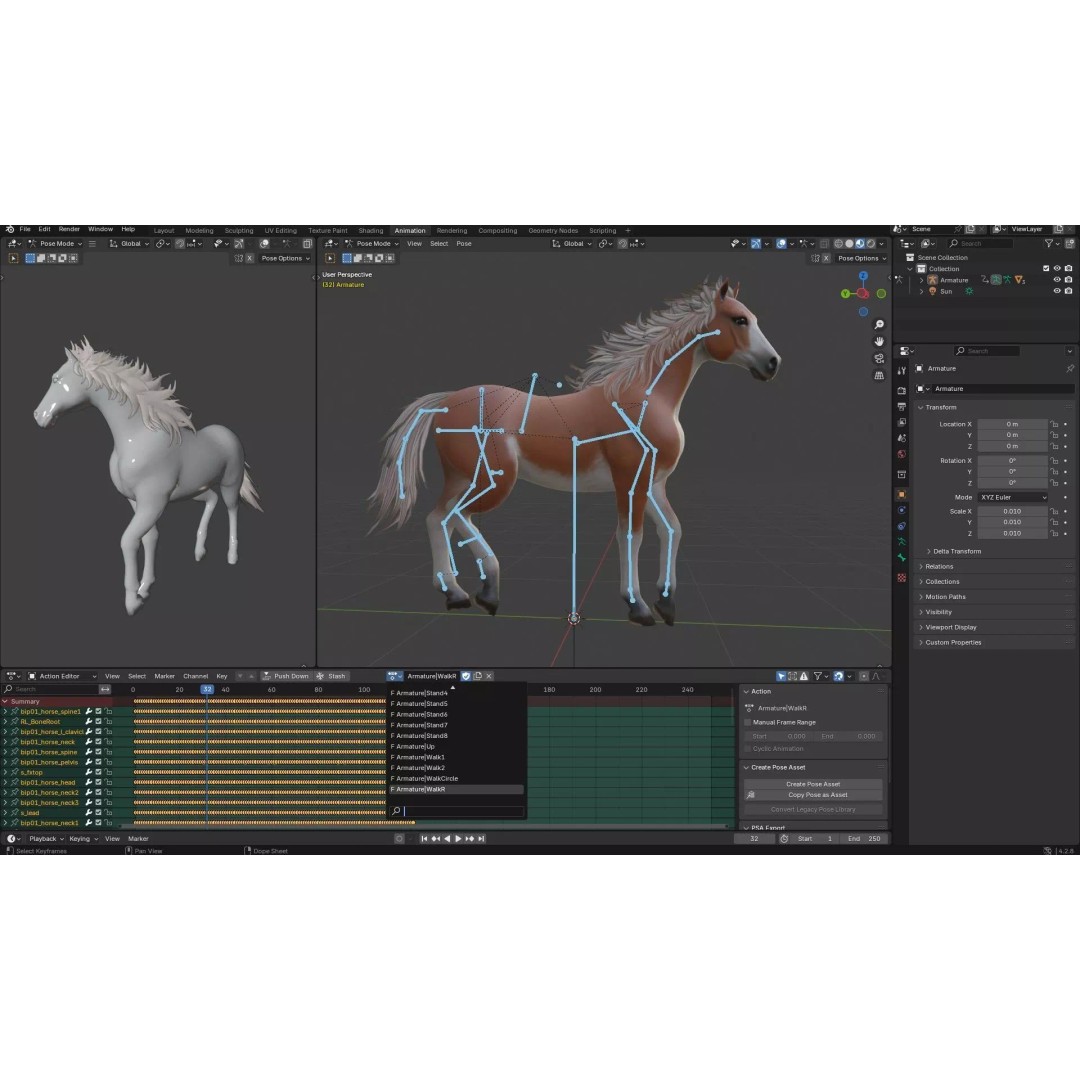 Horse-G6 3D Model – Rigged Animated Character with PBR Textures - View 21