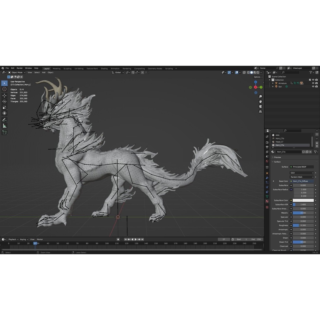 Qilin-C7 3D Model – Rigged Animated Character with PBR Textures, FBX